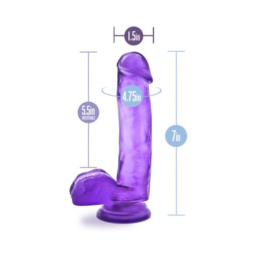 B Yours Sweet 'N Hard 1 Realistic 7 In. Dildo With Balls Purple - Image 7