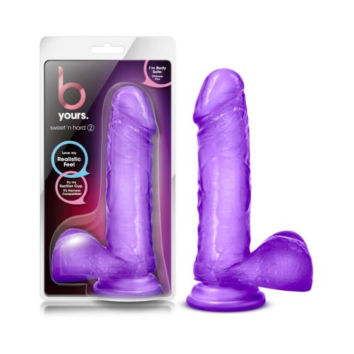 B Yours Sweet 'N Hard 2 Realistic 7.75 In. Dildo With Balls Purple