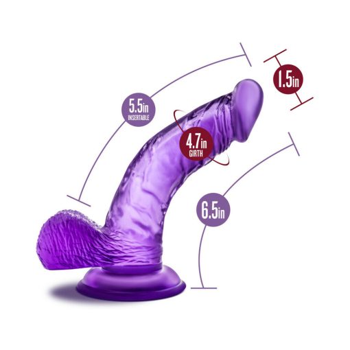B Yours Sweet 'N Hard 8 Realistic 6.5 In. Dildo With Balls Purple - Image 7