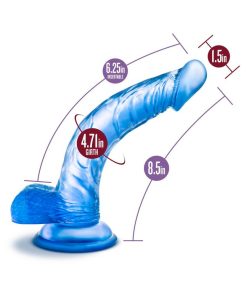 B Yours Sweet 'N Hard 7 Realistic 8.5 In. Dildo With Balls Blue