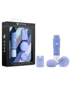 Rose Revitalize Massage Kit With Mini Vibrator & 3 Silicone Attachments Periwinkle