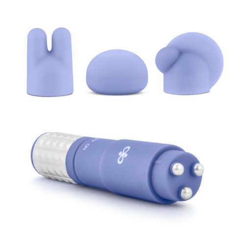 Rose Revitalize Massage Kit With Mini Vibrator & 3 Silicone Attachments Periwinkle - Image 3