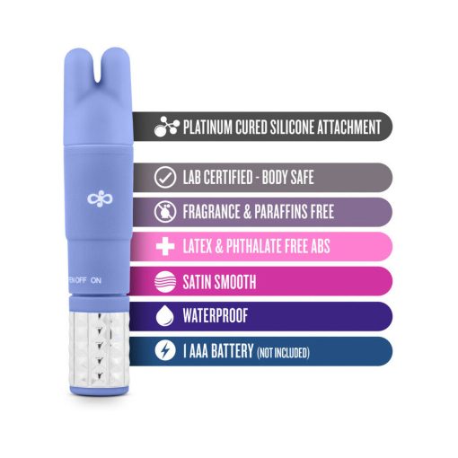 Rose Revitalize Massage Kit With Mini Vibrator & 3 Silicone Attachments Periwinkle - Image 5