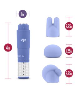 Rose Revitalize Massage Kit With Mini Vibrator & 3 Silicone Attachments Periwinkle