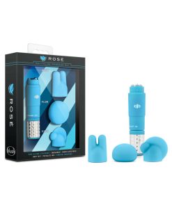 Rose Revitalize Massage Kit With Mini Vibrator & 3 Silicone Attachments Blue
