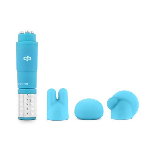 Rose Revitalize Massage Kit With Mini Vibrator & 3 Silicone Attachments Blue - Image 2