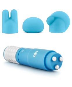 Rose Revitalize Massage Kit With Mini Vibrator & 3 Silicone Attachments Blue