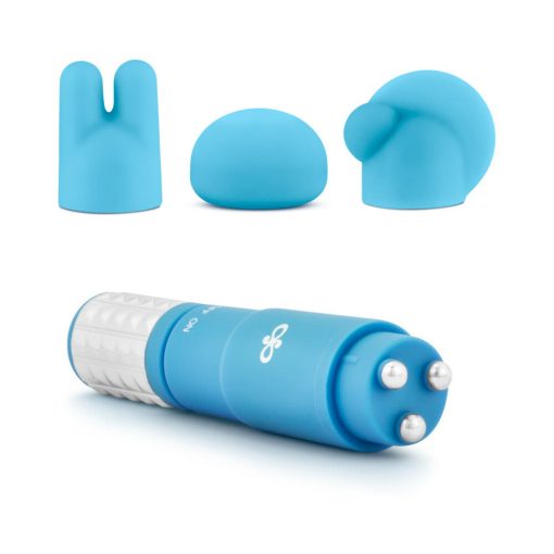 Rose Revitalize Massage Kit With Mini Vibrator & 3 Silicone Attachments Blue - Image 3