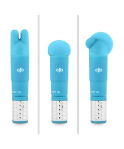 Rose Revitalize Massage Kit With Mini Vibrator & 3 Silicone Attachments Blue