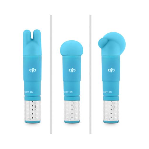 Rose Revitalize Massage Kit With Mini Vibrator & 3 Silicone Attachments Blue - Image 4