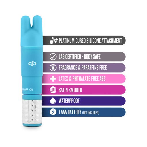 Rose Revitalize Massage Kit With Mini Vibrator & 3 Silicone Attachments Blue - Image 5