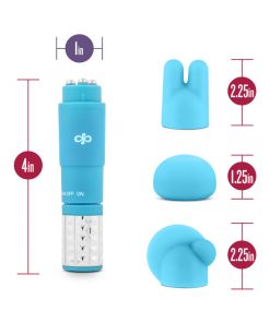 Rose Revitalize Massage Kit With Mini Vibrator & 3 Silicone Attachments Blue