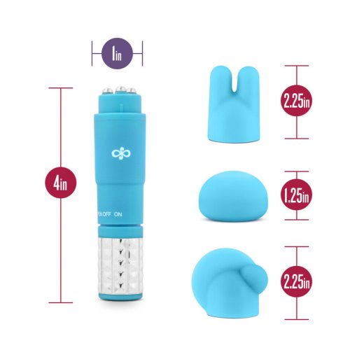 Rose Revitalize Massage Kit With Mini Vibrator & 3 Silicone Attachments Blue - Image 7