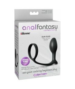 Anal Fantasy Collection Silicone Ass-Gasm Cock Ring Beginner'S Plug Black