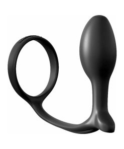 Anal Fantasy Collection Silicone Ass-Gasm Cock Ring Beginner'S Plug Black