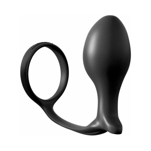 Anal Fantasy Collection Silicone Ass-Gasm Cock Ring Advanced Plug Black - Image 2
