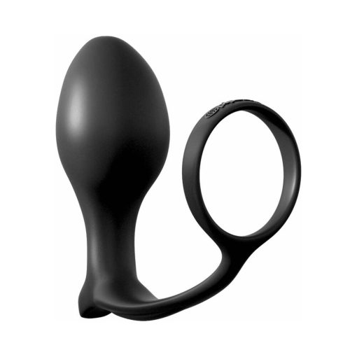 Anal Fantasy Collection Silicone Ass-Gasm Cock Ring Advanced Plug Black - Image 3