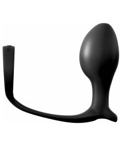 Anal Fantasy Collection Silicone Ass-Gasm Cock Ring Advanced Plug Black