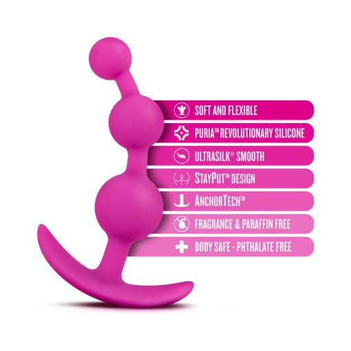 Luxe Be Me 3 Silicone Anal Beads Plug Pink - Image 4
