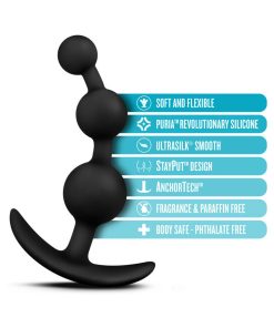 Luxe Be Me 3 Silicone Anal Beads Plug Black