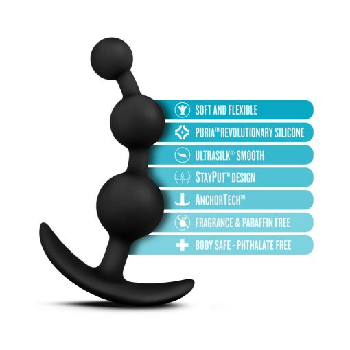 Luxe Be Me 3 Silicone Anal Beads Plug Black - Image 4