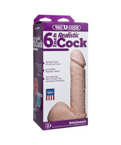 Vac-U-Lock - 6 Inch Realistic Cock White