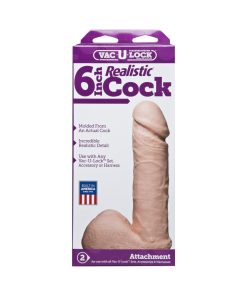 Vac-U-Lock - 6 Inch Realistic Cock White