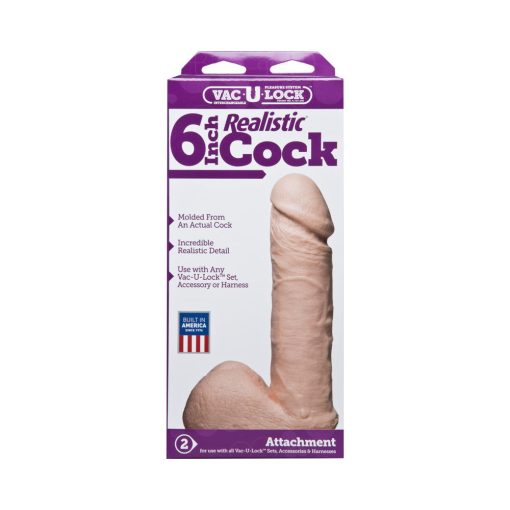 Vac-U-Lock - 6 Inch Realistic Cock White - Image 5