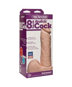 Vac-U-Lock - 8 Inch Realistic Cock White