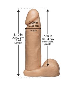Vac-U-Lock - 8 Inch Realistic Cock White