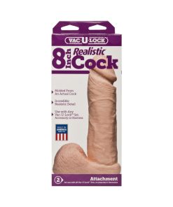 Vac-U-Lock - 8 Inch Realistic Cock White