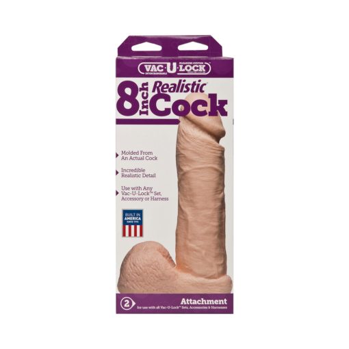 Vac-U-Lock - 8 Inch Realistic Cock White - Image 4