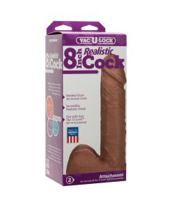 Vac-U-Lock - 8 Inch Realistic Cock Brown