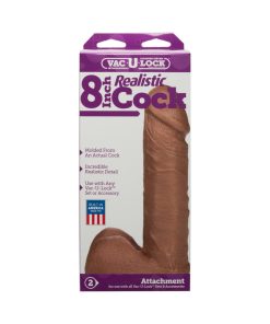 Vac-U-Lock - 8 Inch Realistic Cock Brown