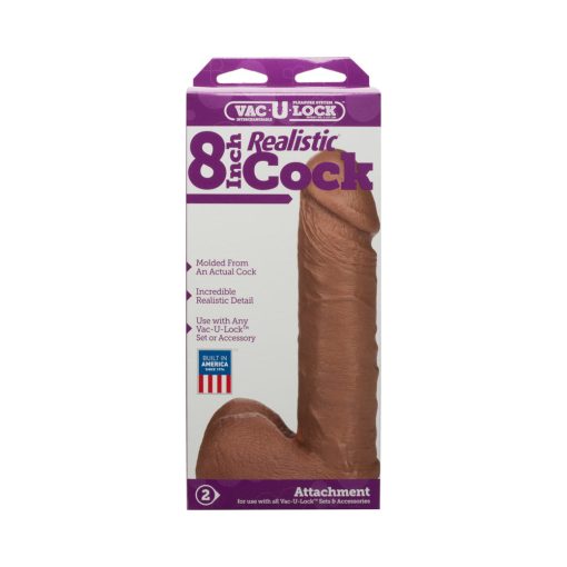 Vac-U-Lock - 8 Inch Realistic Cock Brown - Image 4