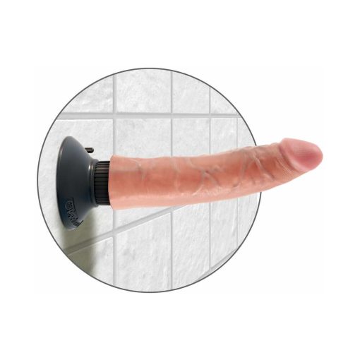 King Cock 7 In. Vibrating Cock Poseable Dildo With Suction Cup Beige - Image 5