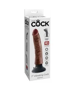 King Cock 7 In. Vibrating Cock Poseable Dildo With Suction Cup Brown