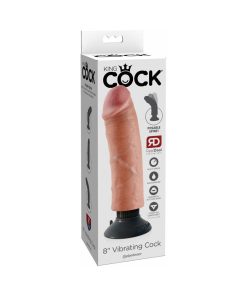 King Cock 8 In. Vibrating Cock Poseable Dildo With Suction Cup Beige