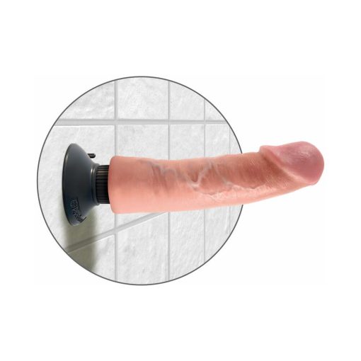 King Cock 9 In. Vibrating Cock Poseable Dildo With Suction Cup Beige - Image 4