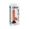 King Cock 7 In. Vibrating Cock With Balls Poseable Suction Cup Dildo Beige
