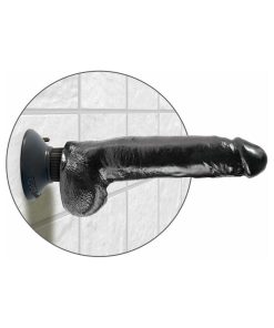 King Cock 9 In. Vibrating Cock With Balls Poseable Suction Cup Dildo Black