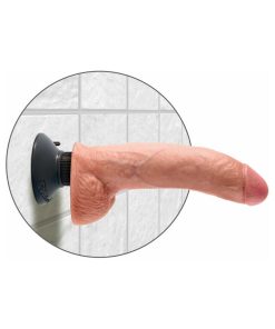 King Cock 9 In. Vibrating Cock With Balls Poseable Suction Cup Dildo Beige
