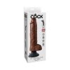 King Cock 10 In. Vibrating Cock With Balls Poseable Suction Cup Dildo Brown