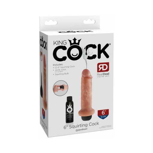 King Cock 6 In. Squirting Cock Realistic Dildo Beige