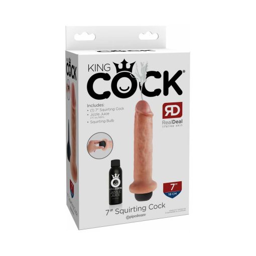 King Cock 7 In. Squirting Cock Realistic Dildo Beige