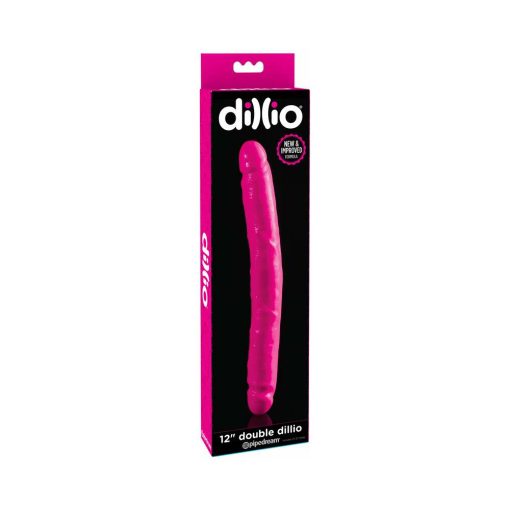Dillio 12 In. Double Dong Realistic Dual-Ended Dildo Pink