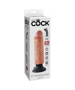 King Cock 6 In. Vibrating Cock Poseable Dildo With Suction Cup Beige