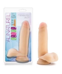 Au Naturel 7 In. Posable Dual Density Dildo With Balls Beige