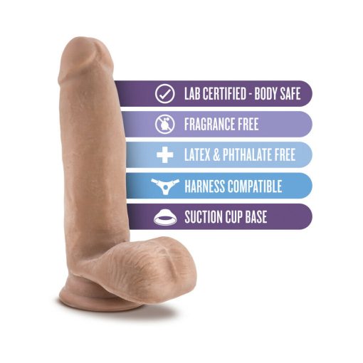 Au Naturel 7 In. Posable Dual Density Dildo With Balls Tan - Image 6