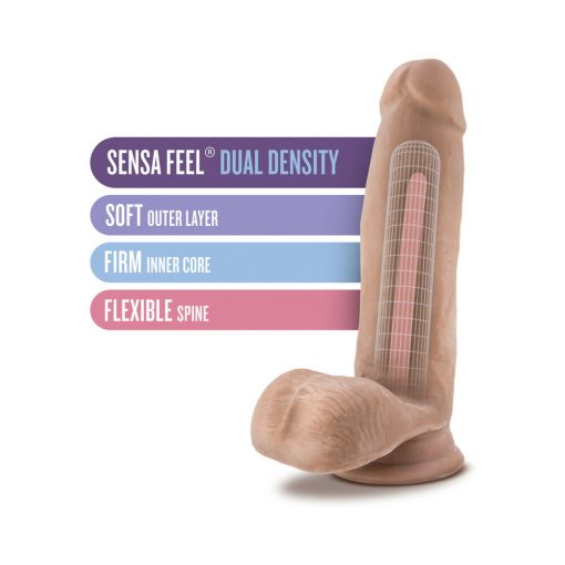 Au Naturel 7 In. Posable Dual Density Dildo With Balls Tan - Image 7